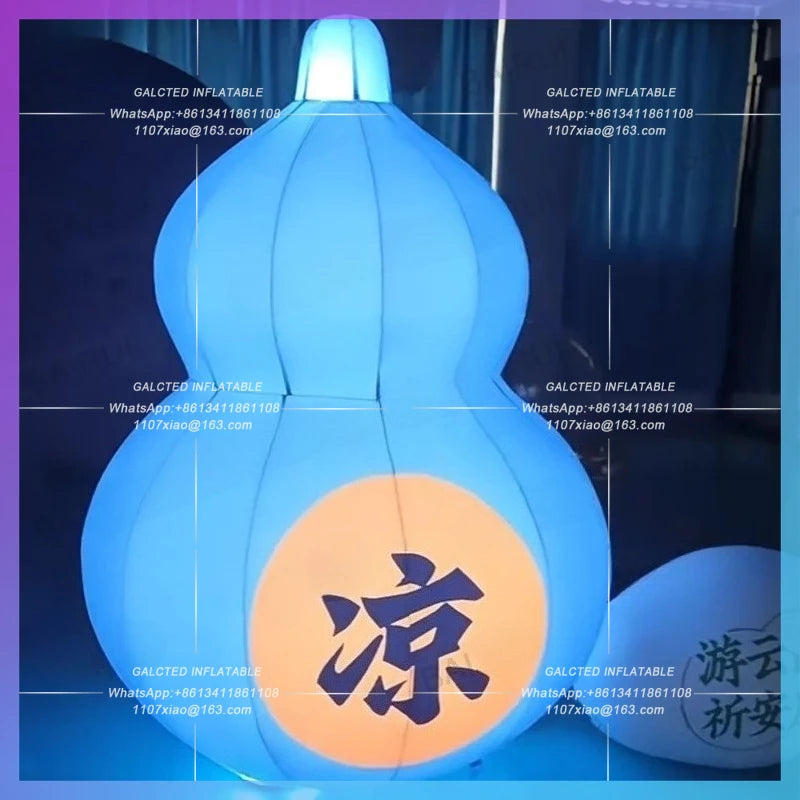 inflatable calabash blue  Outdoor decoration 4 meter huge cartoon drinking bottle herbal tea culture advertising