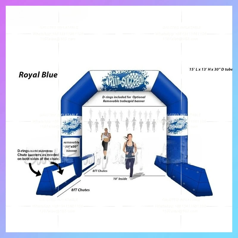 Inflatable Finish lineChina Supplier with blue chutes Gantry City running Challenge Start Line arch For event promotion