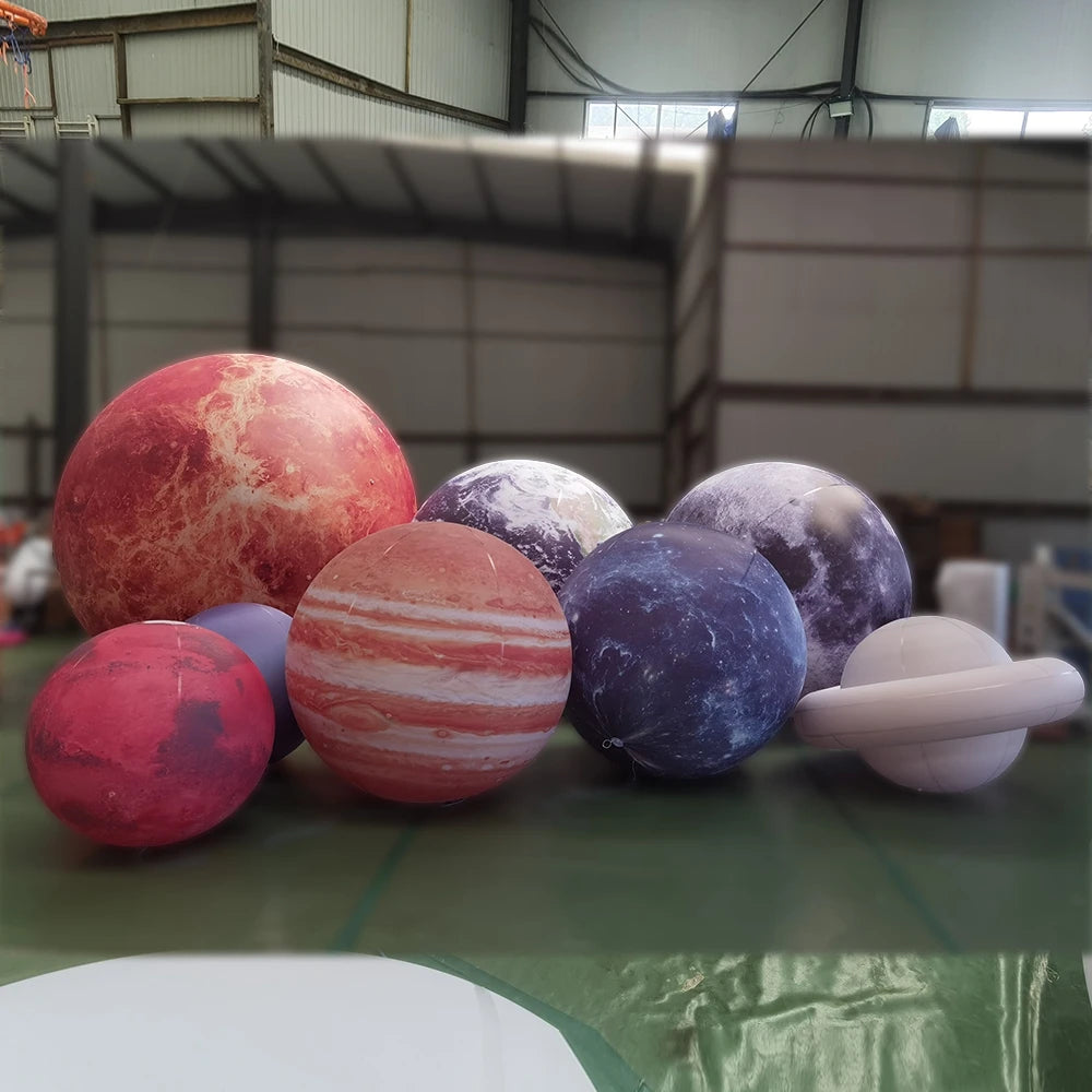 Oxford PVC Giant Inflatable Planets Balloons with LED Mars Saturn Jupiter Sun for Event Decoration