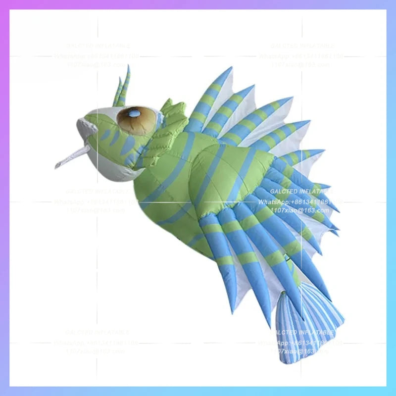 Fish Aquarium Beach Festival Inflatable lion fish air model human back walking Amusement Park Parade Interactive lighting props