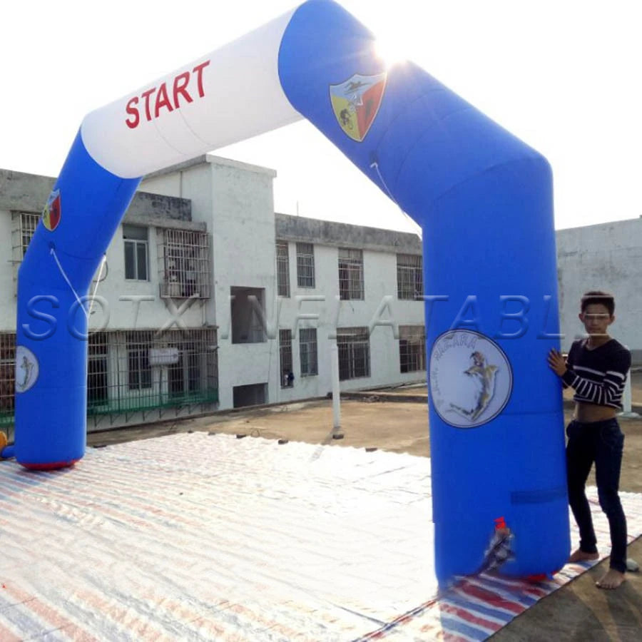 for Advertising Blue and White Inflatable Finish Line Arch with Logo