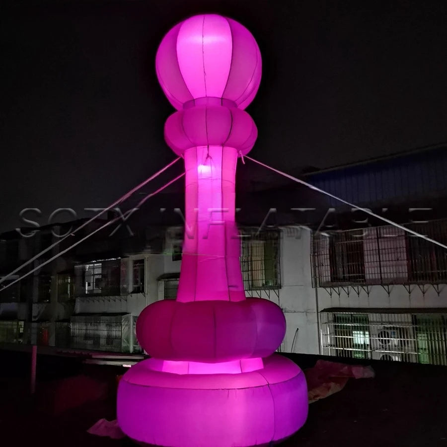 Advertising and Decoration New Arrival 5mH Red Inflatable Chess with Led Lights for