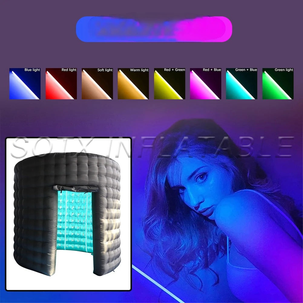 Bars Events Trade Shows Round Inflatable Photo Booth with Led Light Blower 360 Photo Booth Background for Advertising