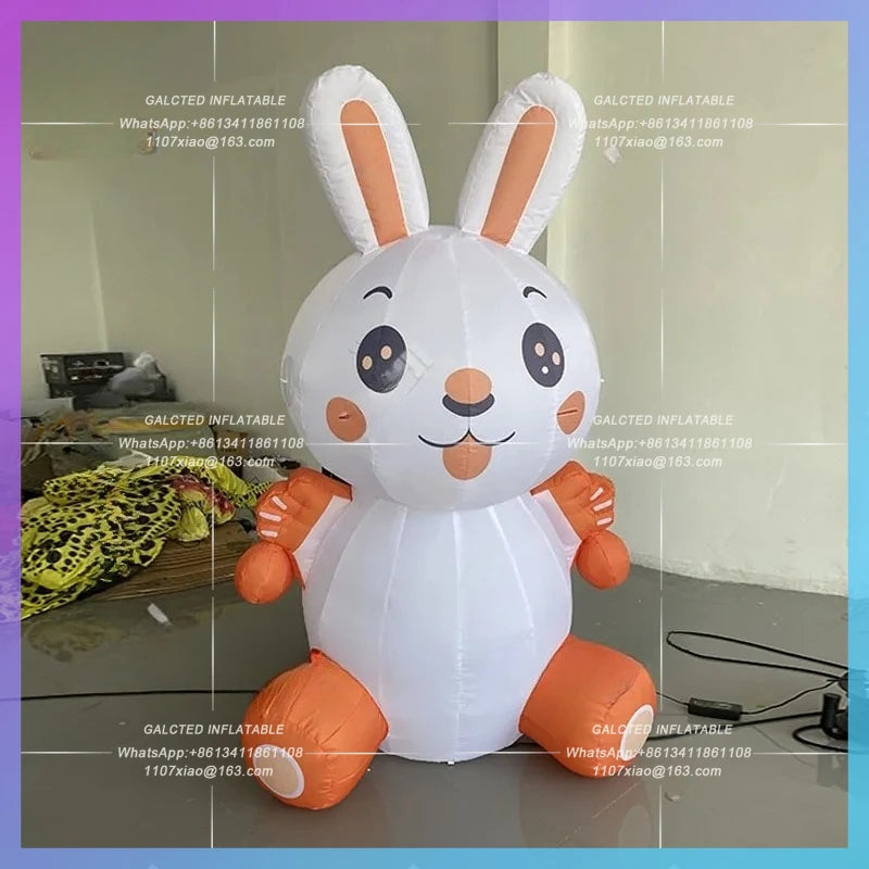 small orange wings custom-made Inflatable cartoon rabbit model with mid-autumn Festival market lighting props