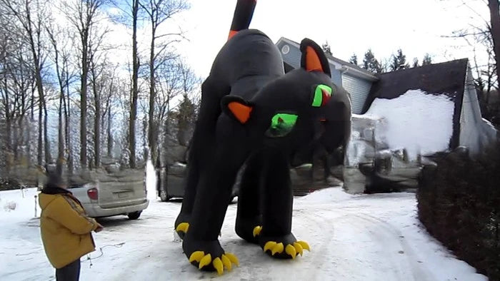 lovely animated 20ft good quality giant inflatable black cat for halloween decoration