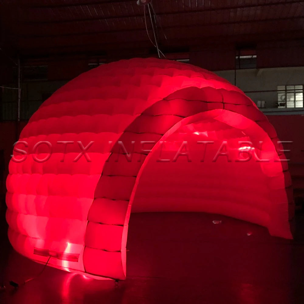 Exhibition Business Inflatable Igloo Dome Tent 5Md LED Lighting With Air Blower White Structure Workshop For Event Party Wedding