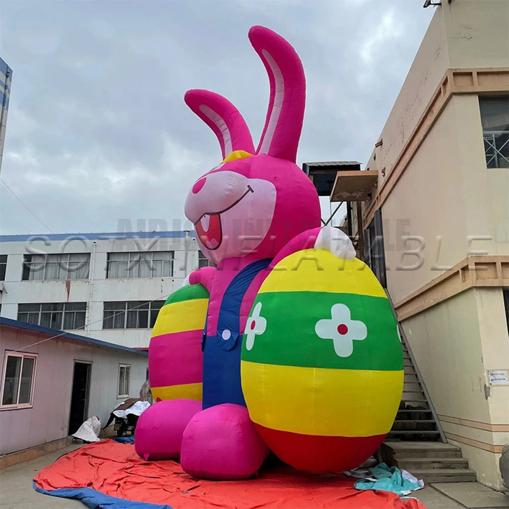 Easter decoration inflatable Easter Bunny with two eggs inflatable rabbit Easter eggs for advertising