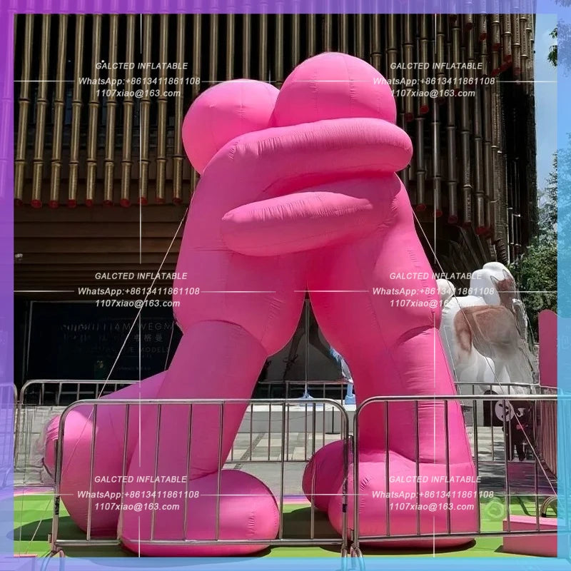 inflatable embrace people cartoon Pink 4meter charactor doll for building square festival decoration