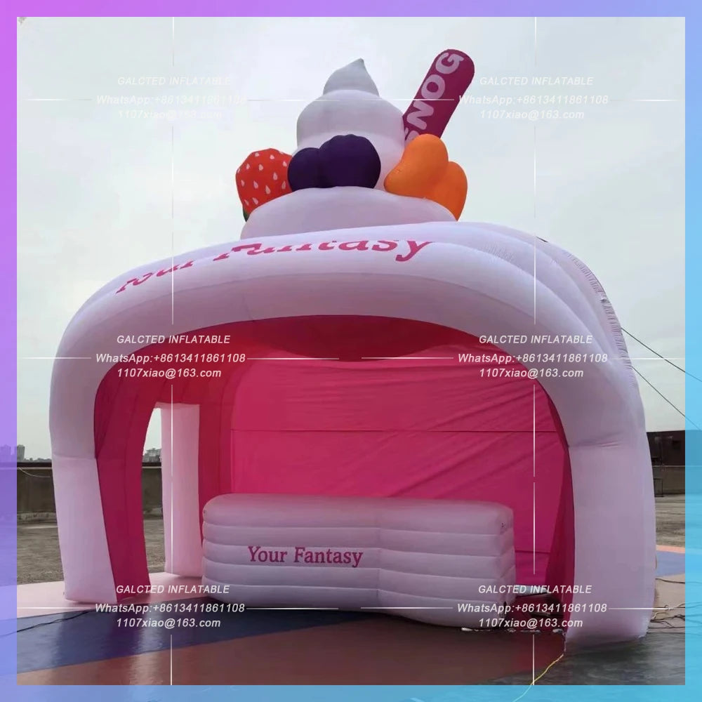 inflatable ice cream stand stall station Custom portable fast food and drink  inflatable concession tent in unique shape design