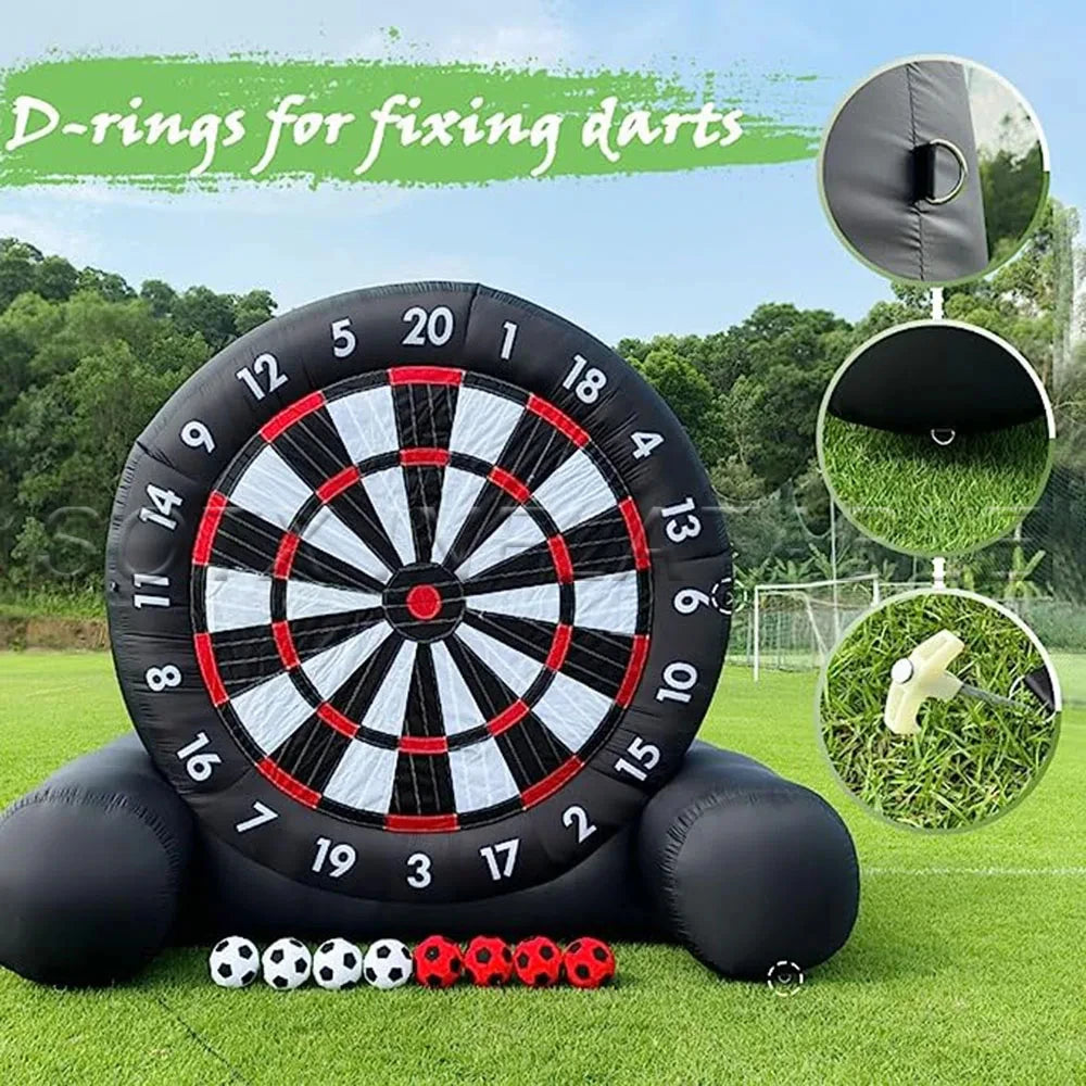 Dartboard Sport Game Inflatable Soccer Darts Board Giant Soccer Darts with Soccer Ball Support Frame for Inflatable Kick