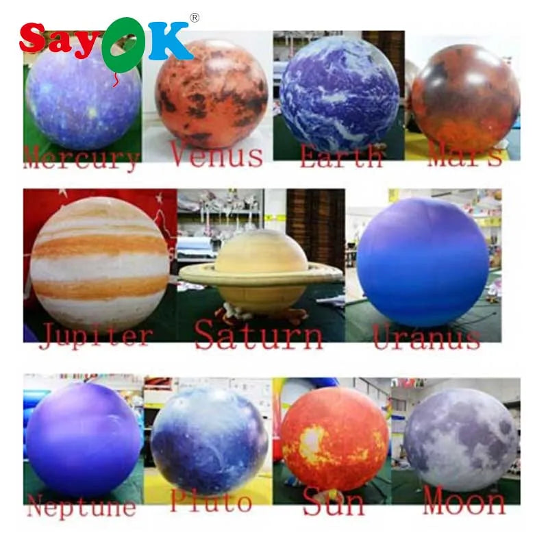 40" Dia Inflatable Planet Solar System Balloon 9 Planets Model Balloons for Children Learning Toys Educational Institution