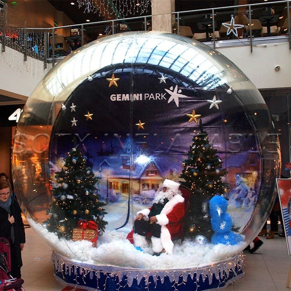 Snowball For Party Christmas Decoration Inflatable Snow Globe With Custom Background And Jumping Bed Outdoor Dome Bubble Tent