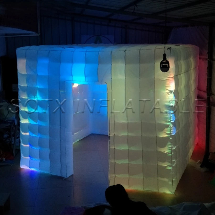 Photo Booth cabinet Wonderful 3.6 m L x3.6 m W x 2.4 m H Cube led inflatable Tent,1 door Lighting Studio/Bigger Inflatable