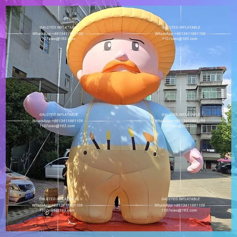 Grandpa model overalls IP Inflatable cartoon yellow sun hat painter creative art park drainage props