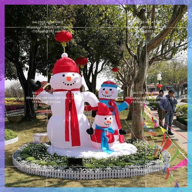 2.2x1.6x2.5mH Outdoor Christmas Inflatable Snowman Family Model Inflatable Inflatable Toys For Sale-Toys