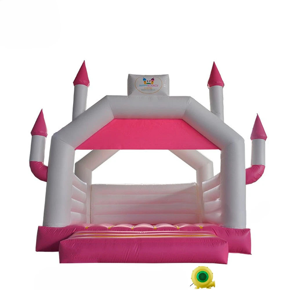 House For Kids Play PVC 4*4m Pink Princess Inflatable Bouncy Castle Moonwalks Jumping Bouncer Wedding White Bounce