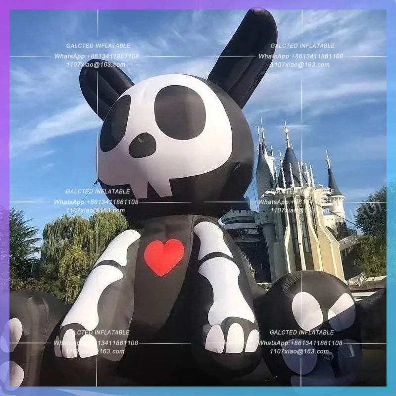 rabbits halloween animal decoration Giant scary inflatable rabbit cartoon black prop terror city rabbit air model