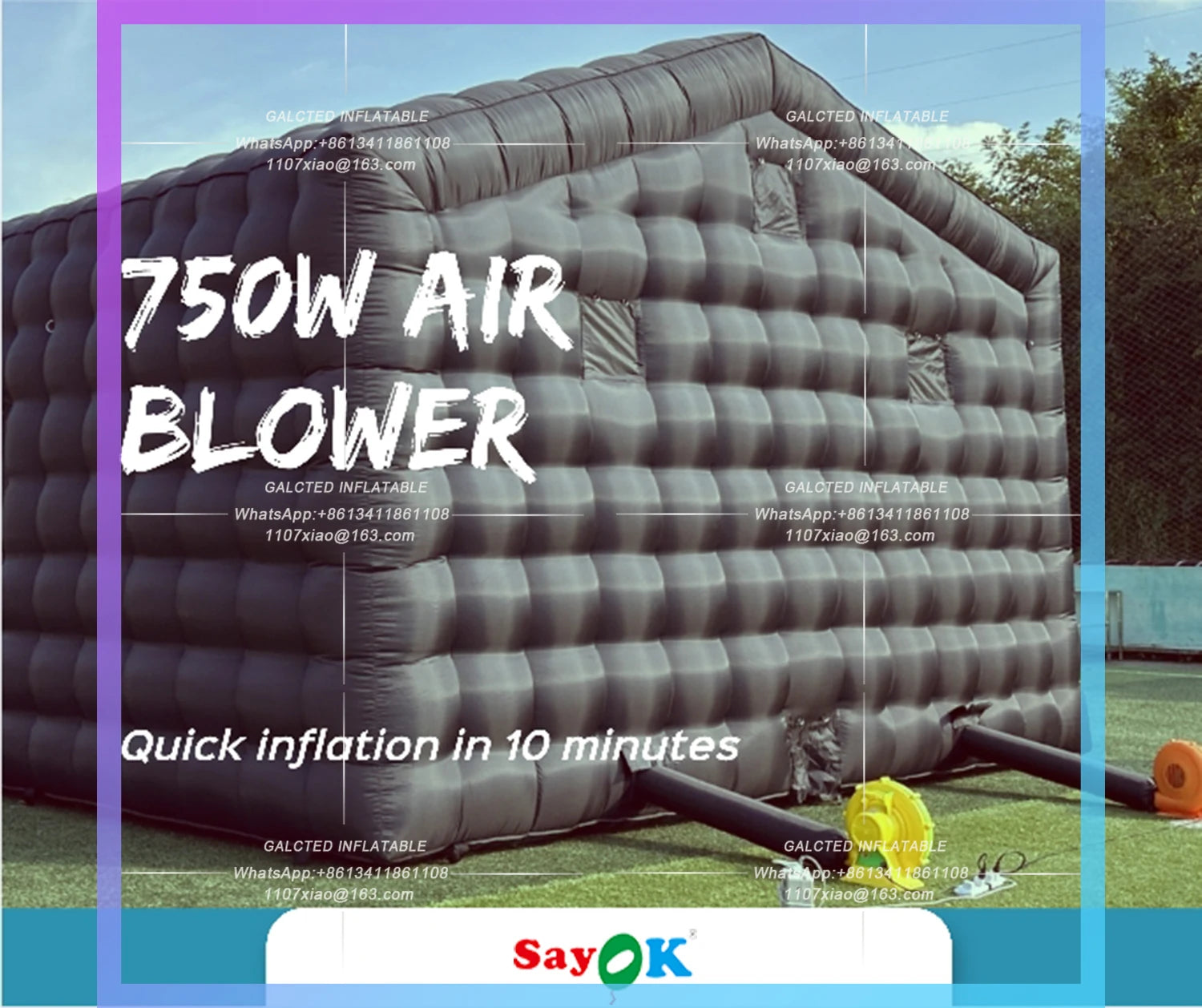 Inflatable Black Cube Tent House Inflatable Night Club Party Tent  Inflatable Nightclub Room Bar Tent for Night Club Event Party