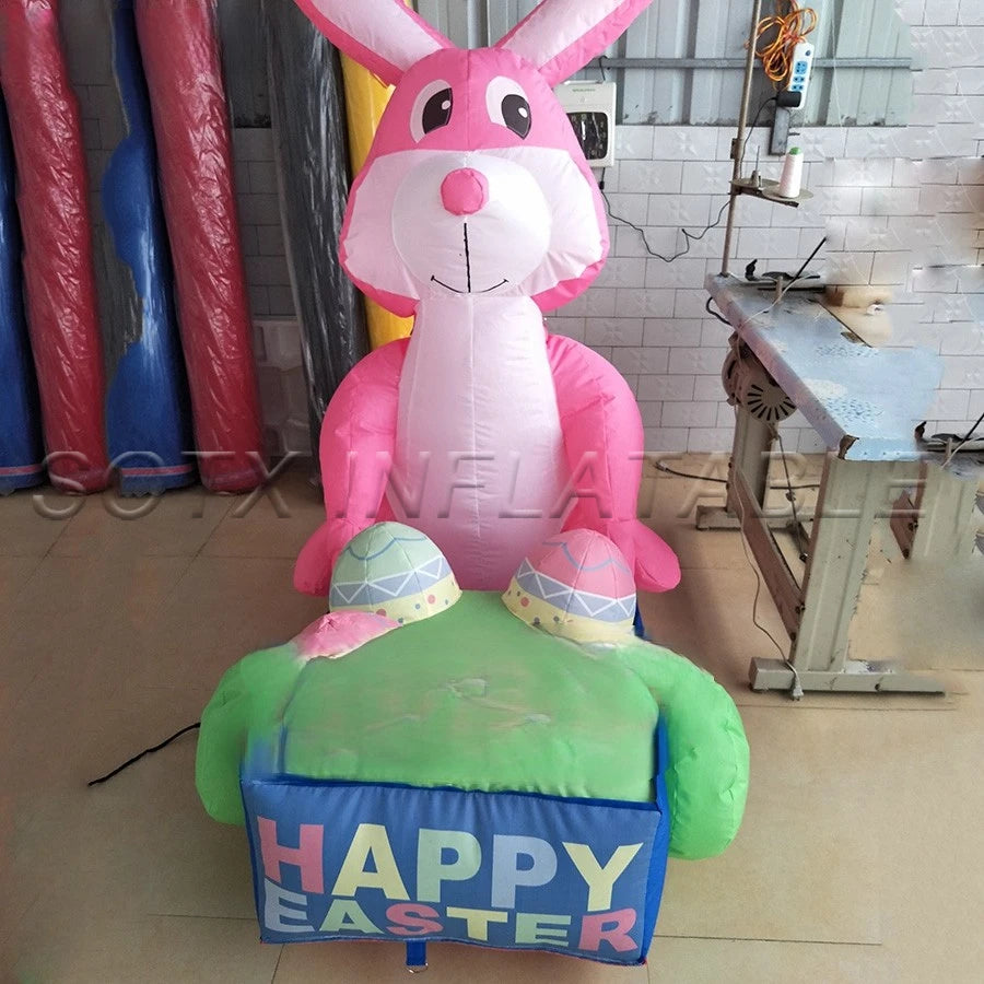 Event Made In China 2022 Cute Inflatable Easter Cartoon Decorations, Easter Bunny Push Easter Eggs For Outdoor Festival Party