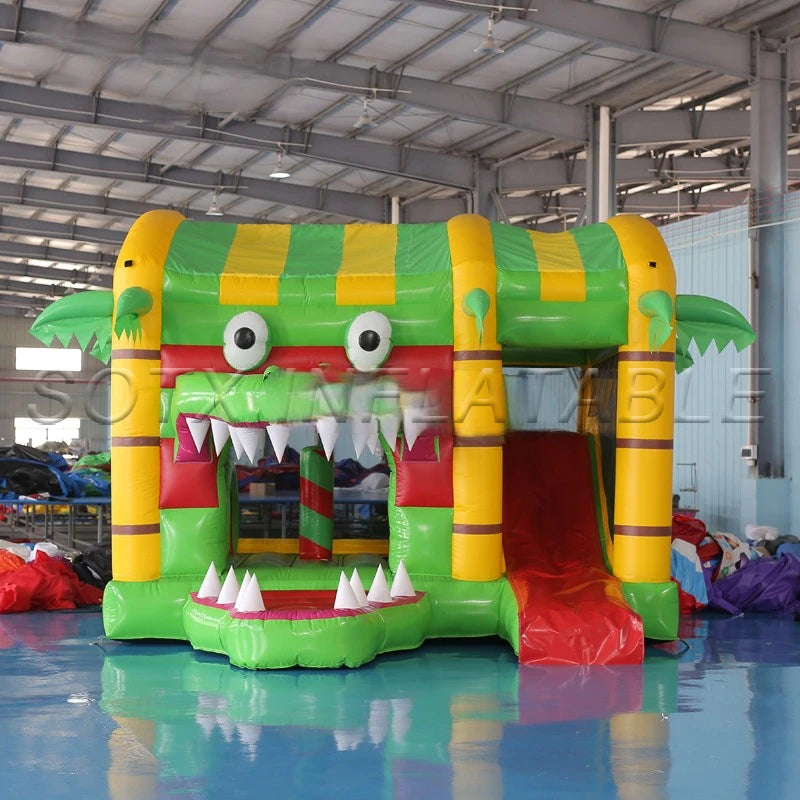 Event Sea Shipping 4.6m PVC Inflatable Crocodile Bouncer Slide Inflatable Jumping House with Climbing Area for Party