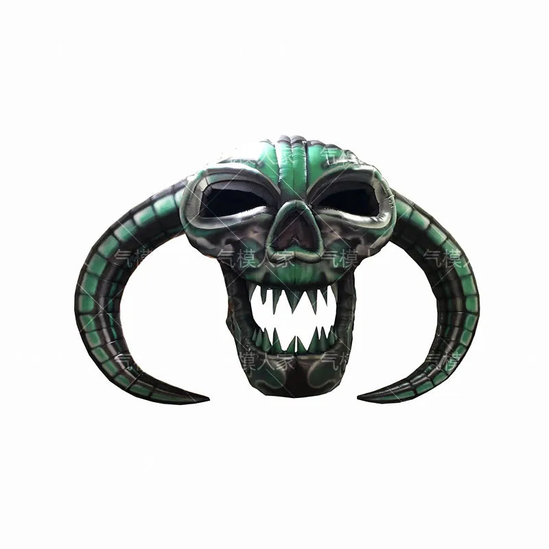 Customizable Inflatable Skull with Horns - Halloween Decoration for Events, Bars, and Nightclubs