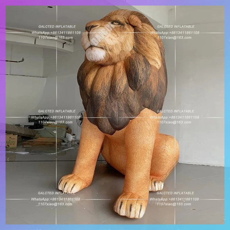 African lion savannah animals Giant inflatable lion model sitting shopping mall zoo bar stage luminescent props