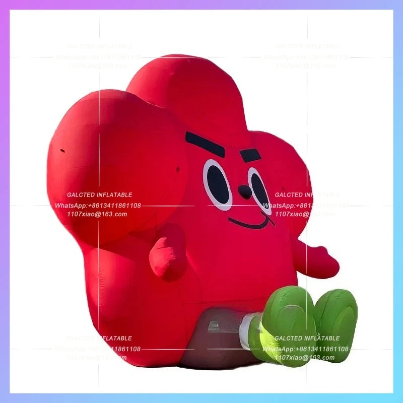 cute air blow red flower Red inflatable flower cartoon doll square decoration