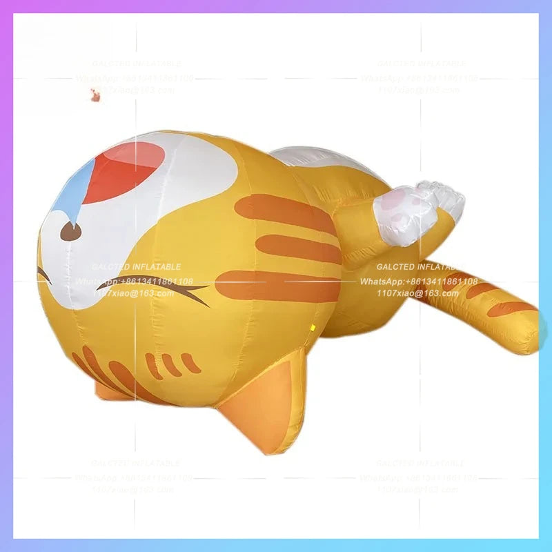 Festival Lucky Cat Mall Outdoor Park Inflatable sleeping Orange Cat Model Cat Pet can be hung bar concert stage lighting ads