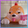 children's day photo model Inflatable dog touching of parent-child interaction
