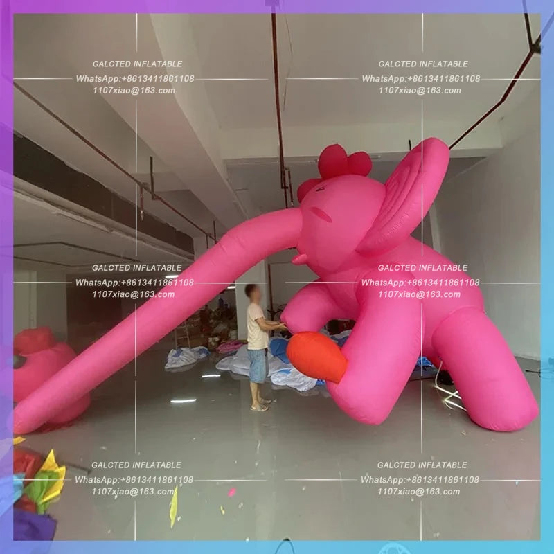 flowers long trunk elephant Inflatable elephant air model romantic pink takeclimb wall roof external facade lighting decoration