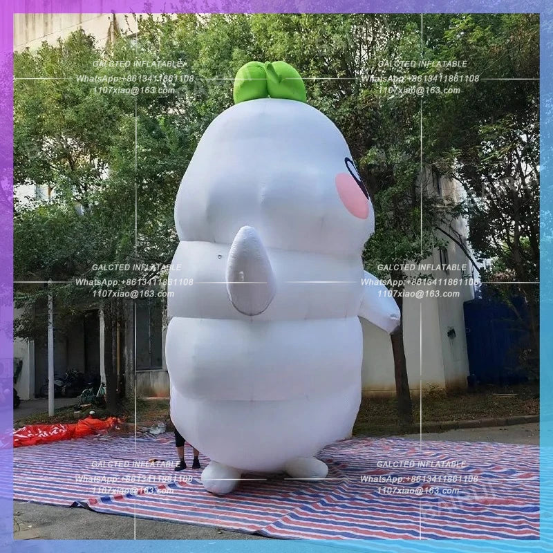 leave caterpillar cartoon climb animal Huge white infltable silkworm baby cute insect for farm plant park decoration