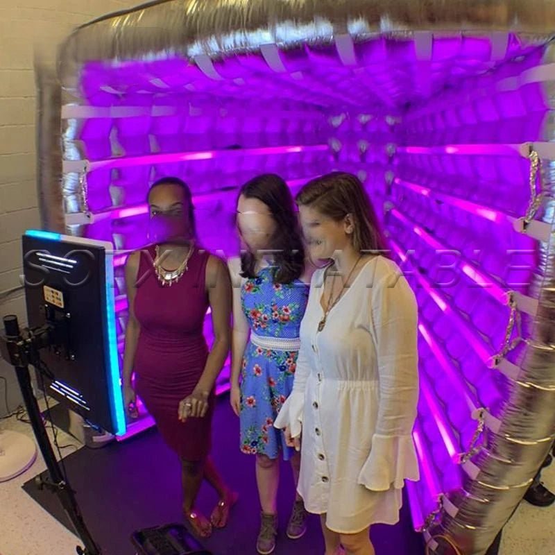 Wedding Event Decor Inflatable V Shape Photo Booth Tent LED Inflatable Photo Booth Backdrop with Air Blower for Party