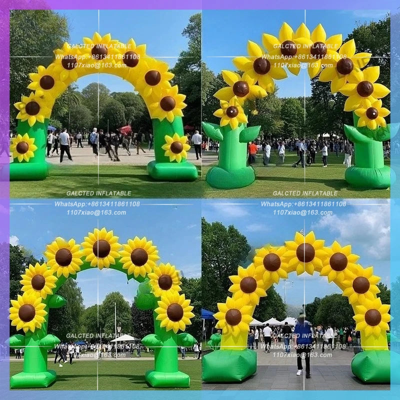 yellow ballon chrysanthemum 3X4M inflatable sunflower arch outdoor park advertising decoration
