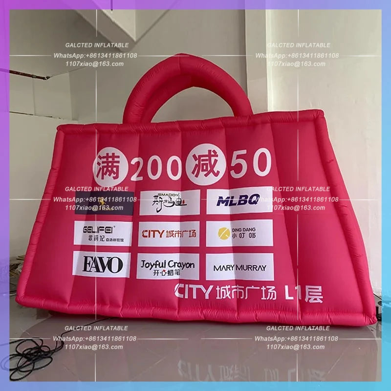 custom logo city landmark shopping mall Giant inflatable tote bag bag air mold activity warm-up activity decoration