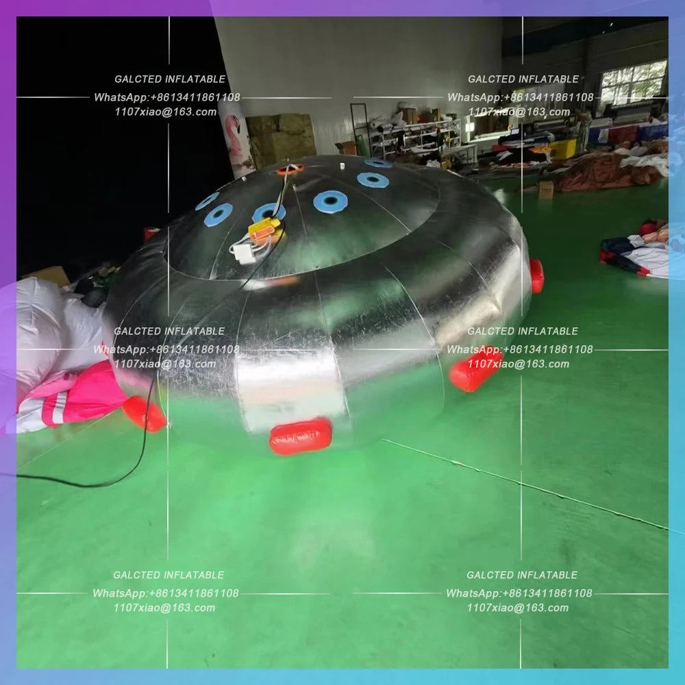 Inflatable UFO Ship Balloon Silver Giant Inflatable UFO Advertising LED Lighted Flying Saucer for Party Event Decoration