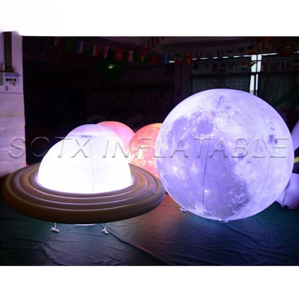 Party Decoration Airtight Giant Inflatable Moon Earth Balls LED Planet Balloons 9 Solar System Sun Jupiter Saturn Mars Venus For