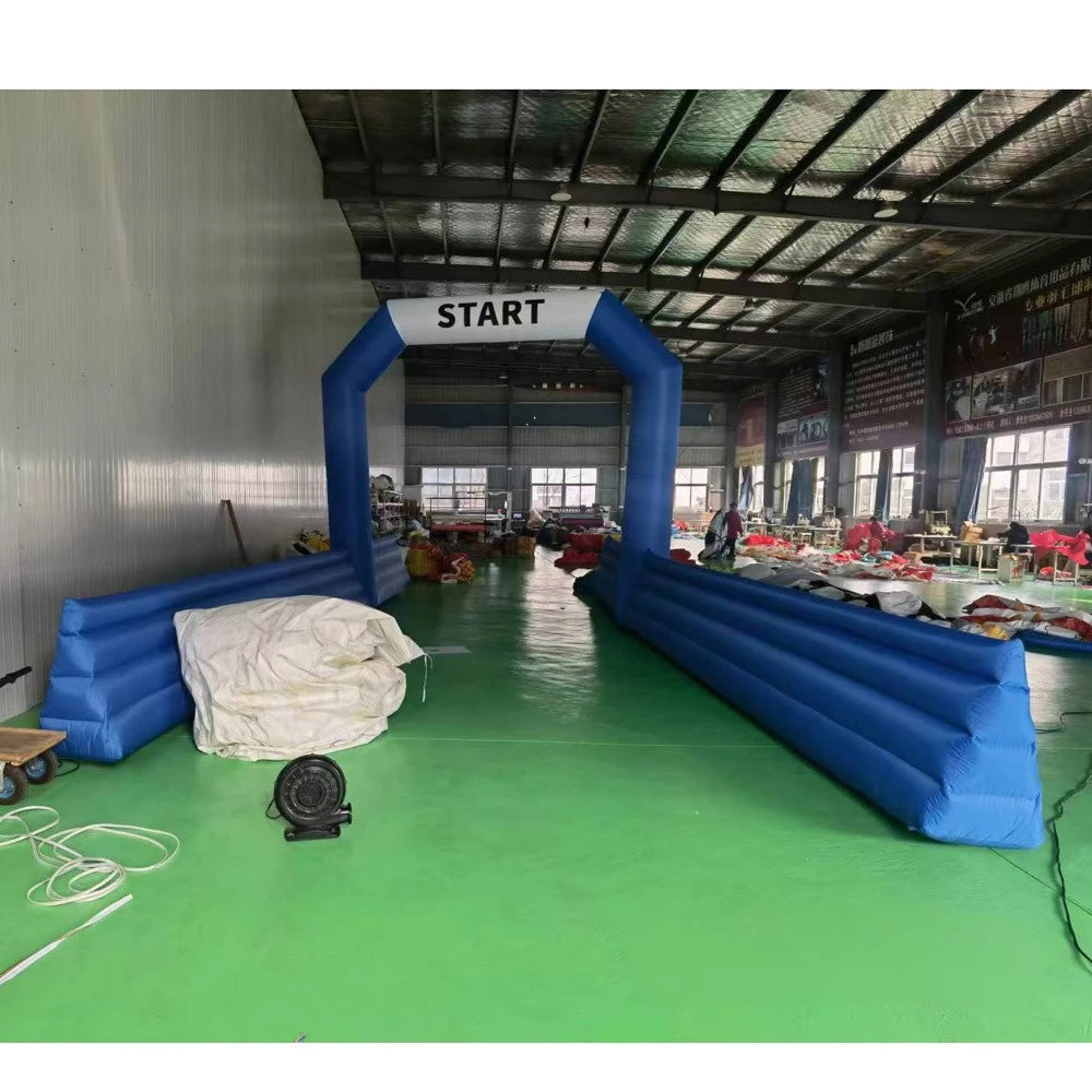 Inflatable Arch Blue Free Standing Inflatable Start Finish Line Arch With Blower Outdoor Archway For Sports Racing Advertising