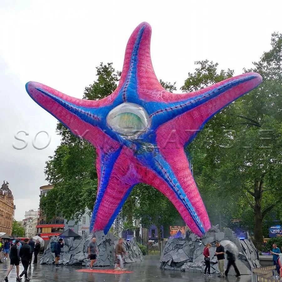 Building Wall Decoration Amazing Inflatable Starfish Monster with Led Lights Star-shaped Sea Animal Model With One Eye For