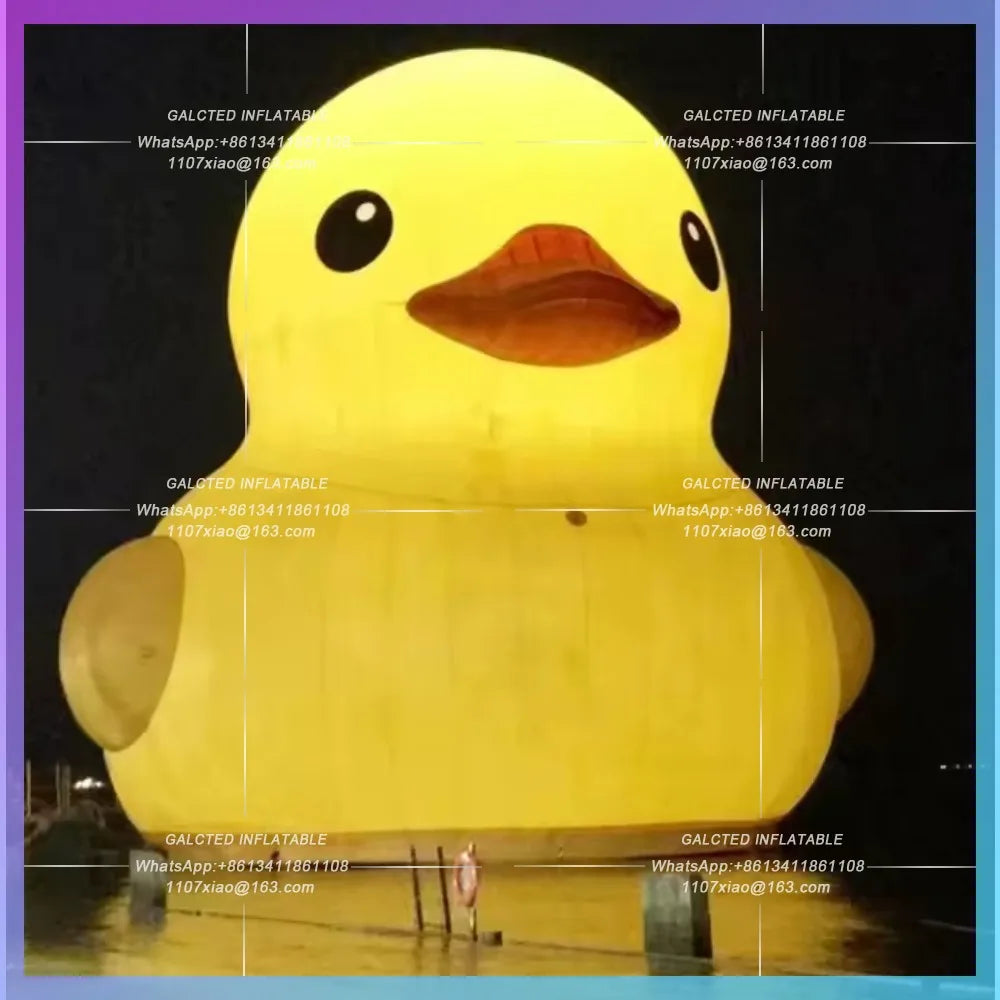 Led Lights Grounding Giant Oxford Big Inflatable Yellow Duck with Inflatable Rubber Duck Balloons for Outdoor Promotion