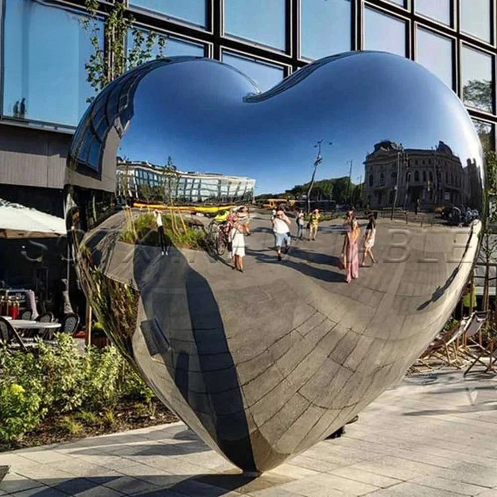 Wedding Valentine's Day Decoration Favourite Popular Large Inflatable Heart Mirror Balloon Silvery Mirror Ball For Garden Party
