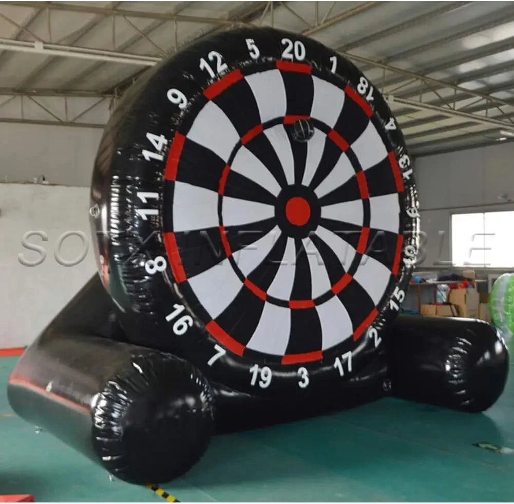 Outdoor Soccer Games PVC Air Sealed Inflatable Soccer Dart Board with 6pcs Inflatable Soccer Balls and Electric Pump for