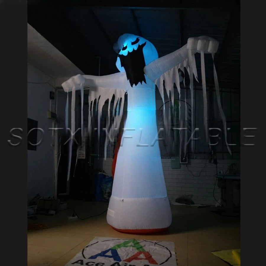 Decoration Made By 3m/10ft Outdoor Holiday Airblown Inflatable Halloween Scary Ghost With Light For Festival Party