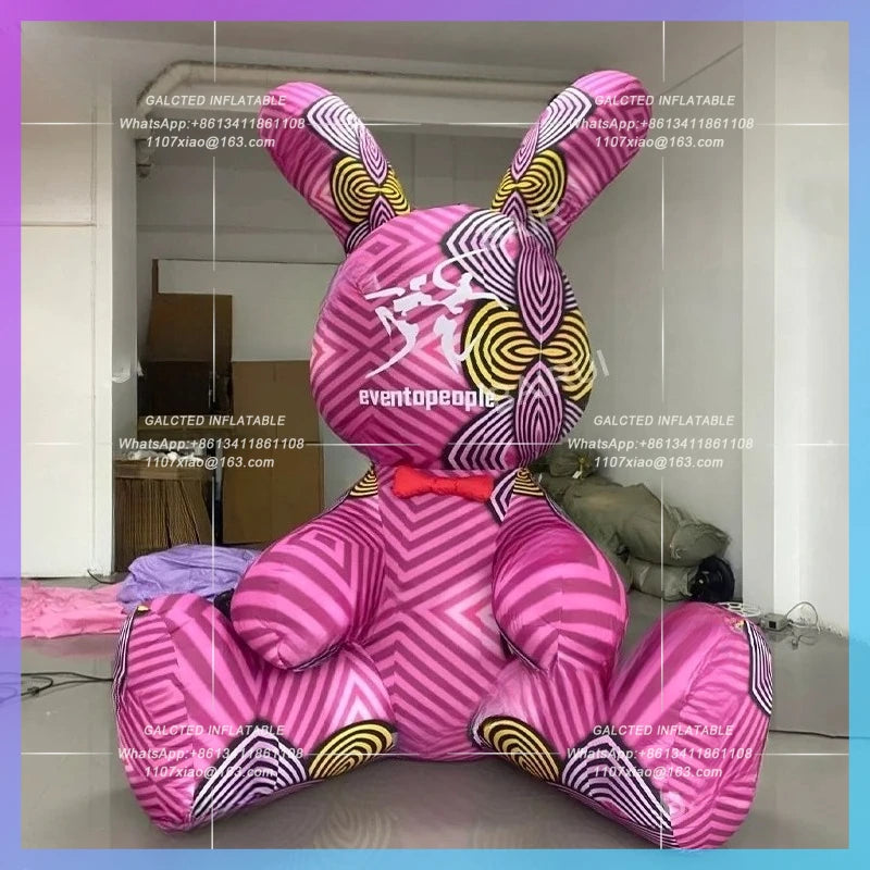 inflatable striped rabbit cartoon Outdoor festival decoration red rabbits animal for jewellry gift store advertising prop