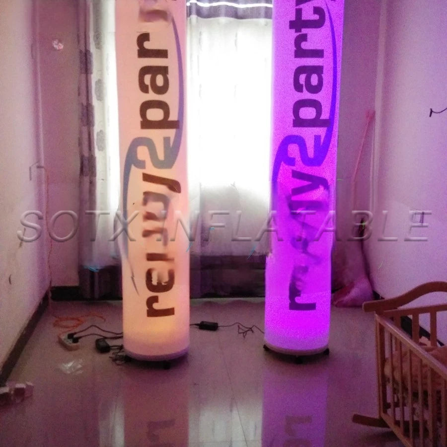 Night for Switzerland Free shipping Coloruful RGB Lighting Inflatable Column with Logo for Advertising Event in