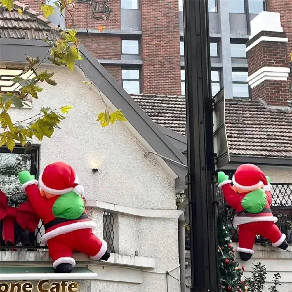 Inflatable Climbing Santa Claus Blow 3m 5m Giant  Up Father Christmas Cartoon Character for Outdoor Building Decoration