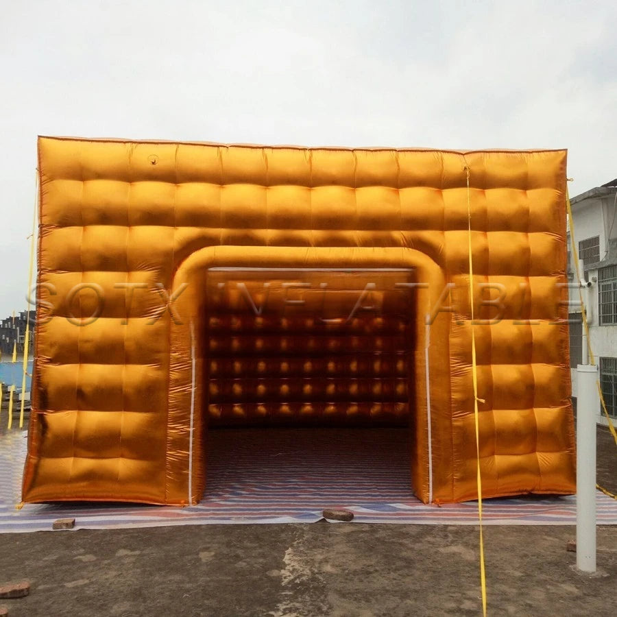 Toy Tent For Sale Portable Inflatable Golden Cube Tent Fashionable Air Square Party Tent Cubic Foldable Cheap Customized
