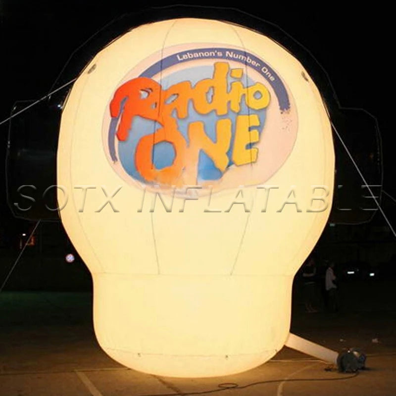 for advertising Novely design round giant inflatable radio model giant inflatable headset with led lights