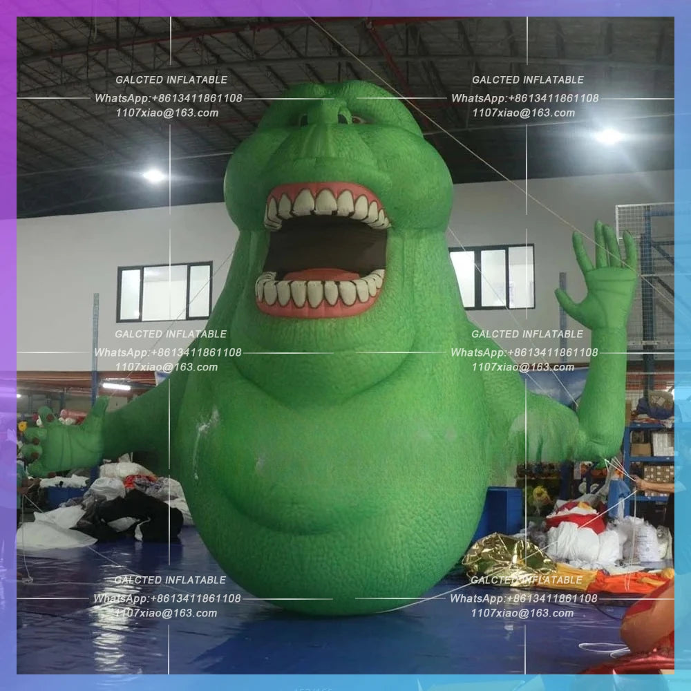 Inflatable Slimer Ghost With Led Lights Outdoor Halloween Blower Inflatable Green Monster Blow Up Devil For Festival Decoration