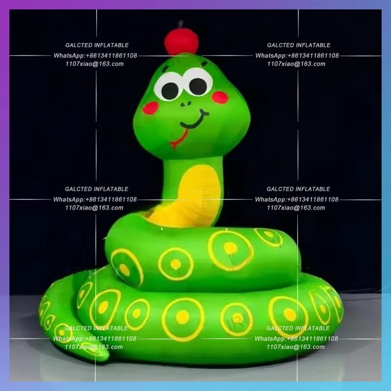 inflatable snake green cartoon Long oxford material snakes cauliflower snake with apple