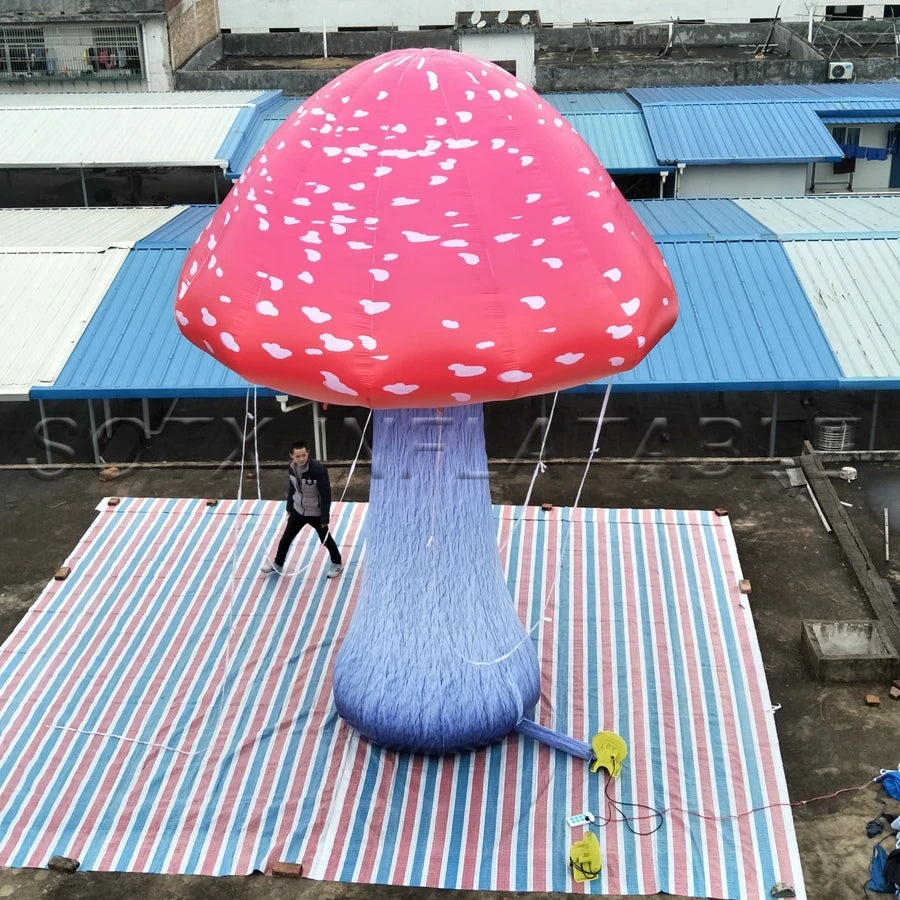 DJ decoration Wonderful Plant Decoration Model Inflatable Mushroom 6m H Mushroom with Led Lights for